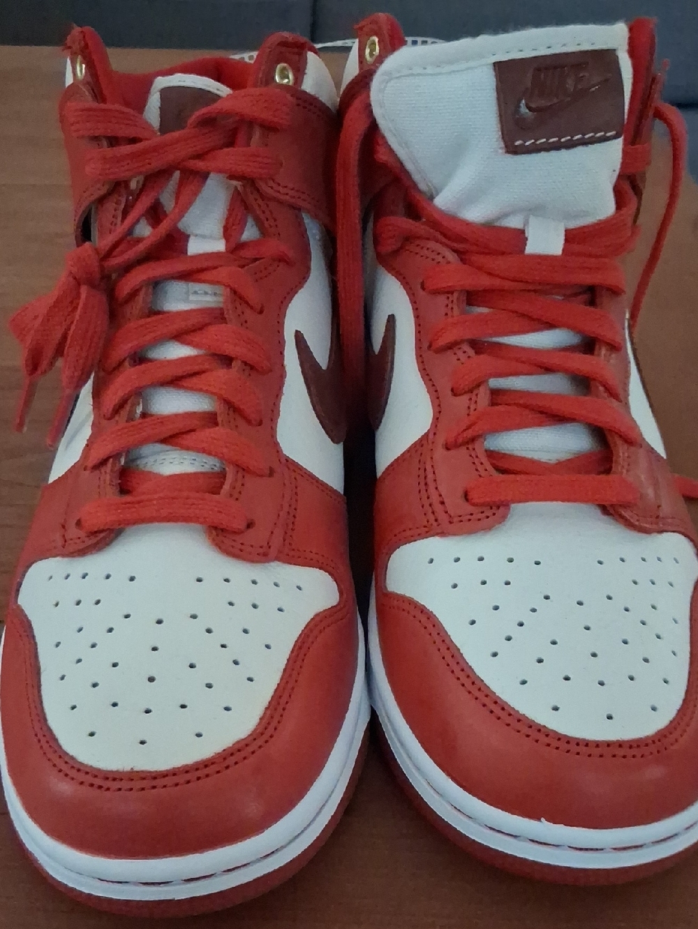 Nike High-Top Sneakers in Red and White Leather